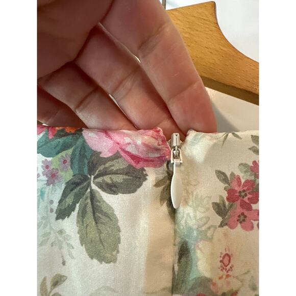 AMUR Silk Floral Puff Sleeve Elise Mini Dress Size 2 Floral Pastel Blue - Picture 7 of 11